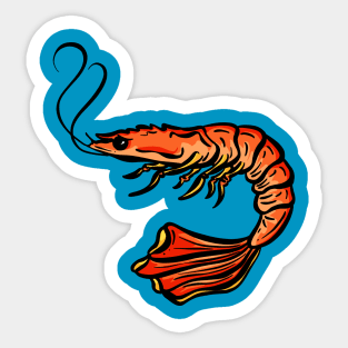 Big Red Shrimp Tail cartoon illustration Sticker